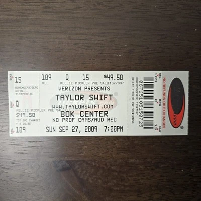 Билет на концерт Taylor Swift Fearless 2009 2010 Tour заглушка BOK Center Tulsa, ОК - Изображение 1 из 2