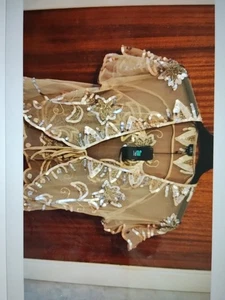 Lupi Ladies Beige Lace Party Shrug - Picture 1 of 7