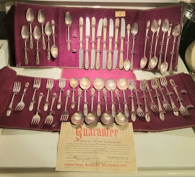 WM ROGERS TRIUMPH PLACA EXTRA ROGERS PLACA DE PLATA CUBIERTOS CUBIERTOS 48 PIEZAS Foto 1 de 4