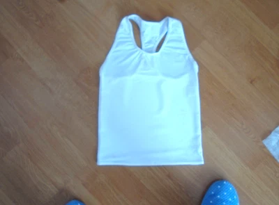 DANCE BOYS WHITE LYCRA TOP RACER BACK SIZE 1 6-7 YEARS - Image 1 of 2