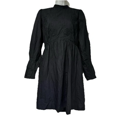 Happy X Nature Vestido Negro Floral Bordado Manga Larga Talla M Foto 1 de 4