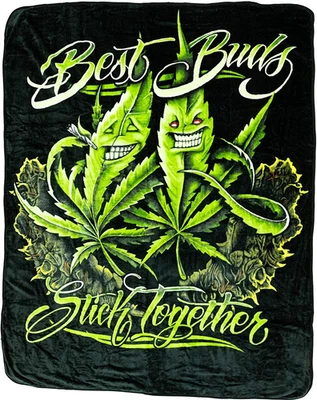 8lb Heavyweight Soft Queen Blanket, Officially Licensed, Marijuana Pot Buddies - Image 1 of 3