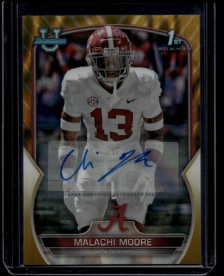 2022 Bowman Chrome U Football Malachi Moore #74 Gold Lava Refractor Auto /50 - Image 1 of 2