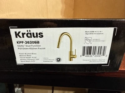 Grifo de cocina KRAUS KPF-2620BB Oletto, 15 1/8 pulgadas, en latón cepillado Foto 1 de 4