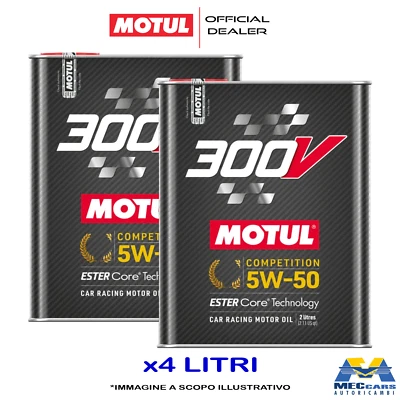 4 LITRI MOTUL 300V 5W50 COMPETITION OLIO MOTORE 100% SINTETICO ESTER CORE RACING - Immagine 1 di 3