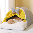 Home Pet Dog Cat Bed Cave Round Plush Fluffy Hooded Cat Bed Donut
