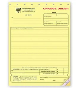Change Order Form - Contractors - 8.5 x 11 / Nebs/Deluxe No. 271 - Picture 1 of 1