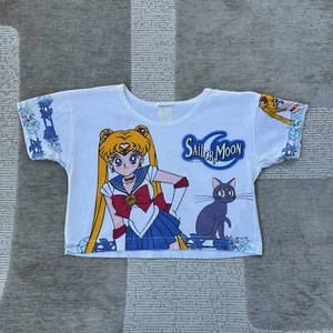 Vintage 1995 Sailor Moon Youth Girls T-Shirt Crop Top 90s Anime Cartoon - Picture 1 of 14
