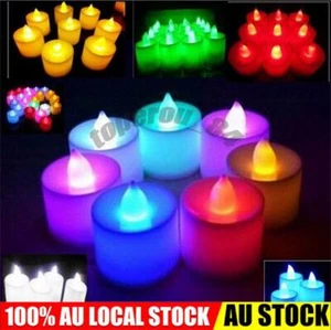 Flameless LED Candles Tea Lights Battery Operated Realistic Candle Decoration AU - Picture 1 of 13
