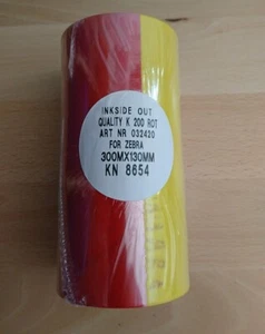 Farbband für Zebra Drucker 130mm x 300m Quality K 200 Rot - 10 Rollen - Bild 1 von 4