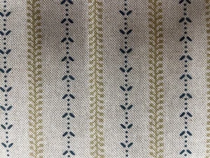 Grimaldi Regency Stripe Linen Cotton Fabric OCHRE & INDOGO Curtain Blind - Picture 1 of 5