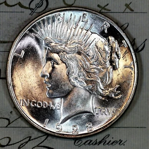 * 1923-D * CHOICE to GEM BU MS PEACE SILVER DOLLAR * FROM ORIGINAL BANK BAG * - Picture 1 of 5