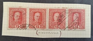 1917 Austria 15H Franz Josef I Stamp X 4 cd Nieznajowa - Picture 1 of 2