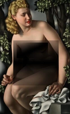 Pinturas al óleo pintadas a mano arte sobre lienzo "Tamara de Lempicka" #Suzanne Bathing Foto 1 de 4
