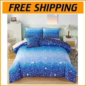 Stylish Twin Size Ombre Glitter Comforter Set - 6 Pieces for Boys and Girls - Picture 1 of 11
