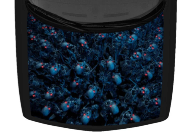 Azul Esqueleto Ejército Horror Calavera Camión Capucha Envoltura Vinilo Gráfico Coche Calcomanía 58"x65" Foto 1 de 1