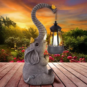 ILLUMINEW Solar Außen Garten Deko Elefant Statuen Lichter, Glückselefant Uni - Bild 1 von 7