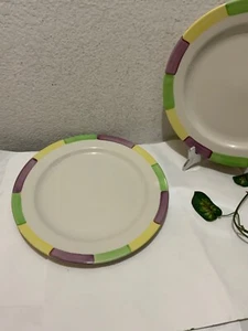 Set of 2 HOMER LAUGHLIN CHINA LEAD FREE 12 3/8” PLATTER GREEN PURPLE B5 - Picture 1 of 7