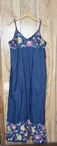 Karen Kane MAXI Women Size XL Embroidered Denim Style Fabric Floral Casual Dress - Picture 1 of 8