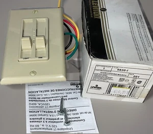 Leviton - 6630-I  Ivory SURESLIDE Dual 1.5A Fan Speed /300W Light Dimmer Control - Picture 1 of 4