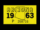 Plaque d'immatriculation Arizona autocollant d'immatriculation, 1963