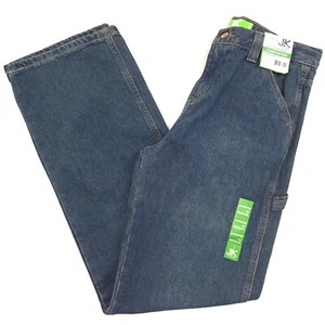 JK Indigo Boy's Carpenter Jeans Dark Wash Blue Adjustable Waist - Sz 18R - Picture 1 of 5