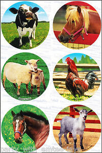 Farm Animals Stickers x 6 - Teachers - Farm Party - Cow Horse Sheep Birthday