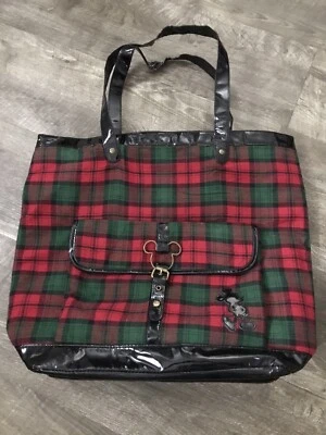 Cartera grande Walt Disney World rojo verde a cuadros imitación cuero Foto 1 de 4