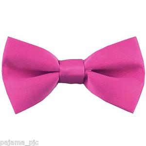 Fuchsia Kid's Straigh Cut Solid Pre-tied Strap Bowtie Boy's Bowtie Wedding Party - Picture 1 of 1