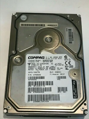 COMPAQ BD0096398B  9.1GB  SCSI 3 HARD DRIVE 207533-001  BC1P  07N4655     aa5gb5 - Image 1 of 2