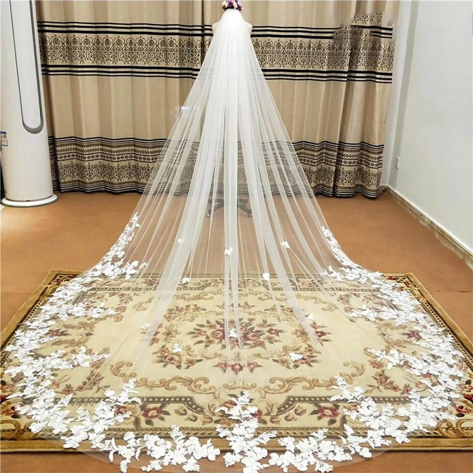 Wedding Bridal Veils 3 Meters Long Bride Cathedral Veil Train Shiny Veil - Image 1 of 4