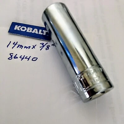 KOBALT  14 mm  x   3/8" DR  DEEP SOCKET  6 Point  #86440  Free USA  Shipping - Image 1 of 3