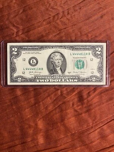 2017 A 2,00 $ Dollar Schein, Quad 4444, 4-of-a-kind, Trinary, Full House. - Bild 1 von 5