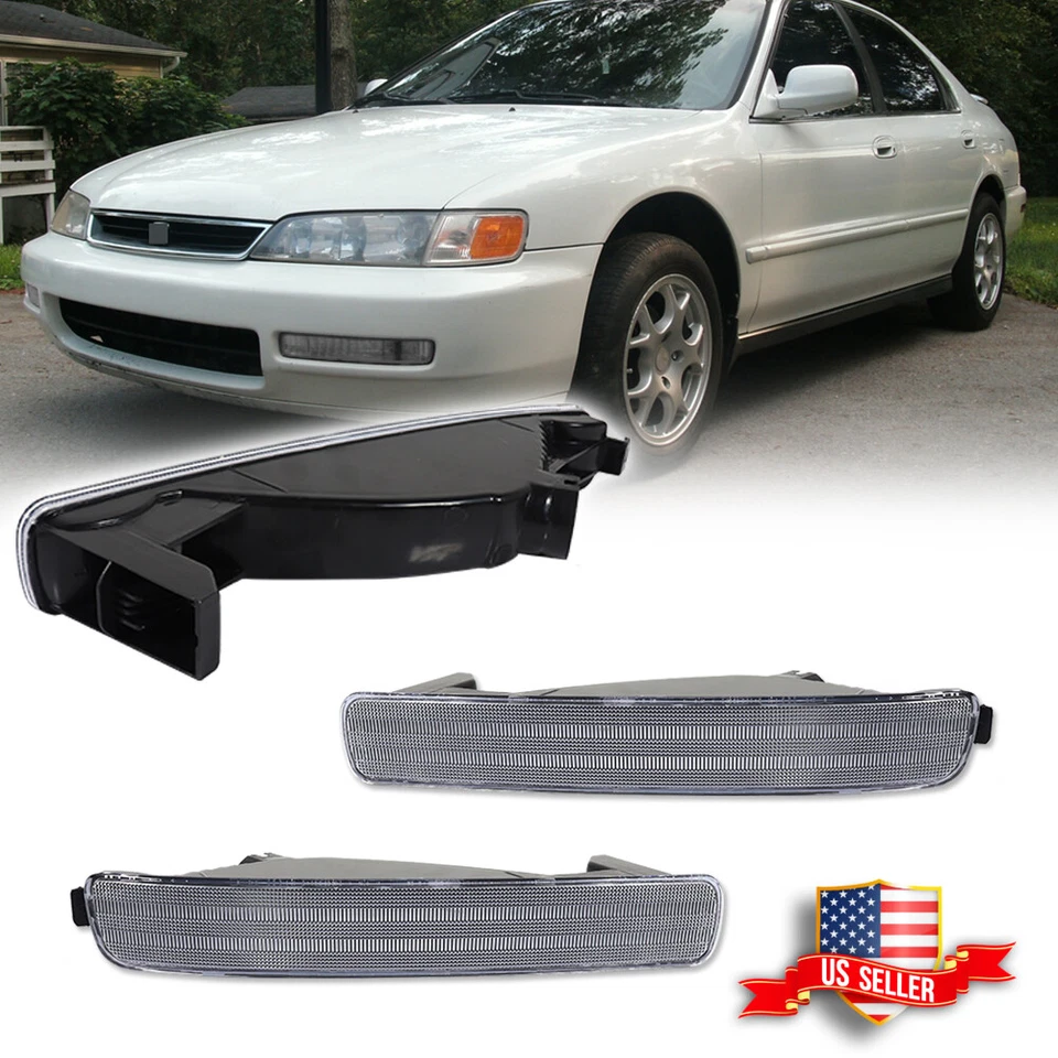 Luces de señal de giro de parachoques transparentes para Honda Accord 1996-1997 cupé 2D/sedán 4D Foto 1 de 4