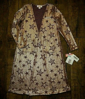 NUEVO CON ETIQUETAS Niñas LuLaRoe Sariah Púrpura y Dorado Metálico Estrellas Chaqueta Talla 10 Elegante Línea Foto 1 de 4
