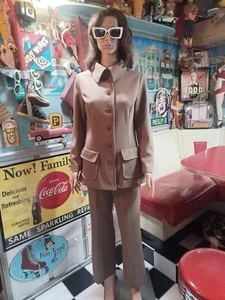 True VTG Mid-century 1960s 1970s Polyester Pant Suit Mod MCM Groovy S/M 60s 70s - Picture 1 of 24