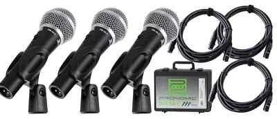 Pronomic DM-58-C Vocal Mikrofon 3x Set XLR Kabel Gesang Mikro Dynamisch Koffer - Bild 1 von 4