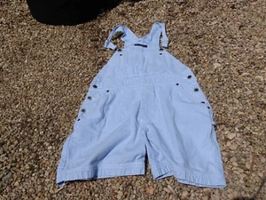 Vtg Mountain Lake Womens Small Denim Shortalls Light Blue White Checker Casual - Picture 1 of 10