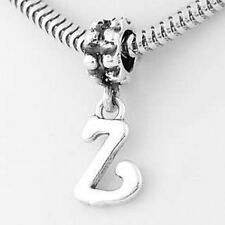 Sterling Silber Baumelnde Fancy Letter Z-Initiale Z Europäischen Stil Perlen