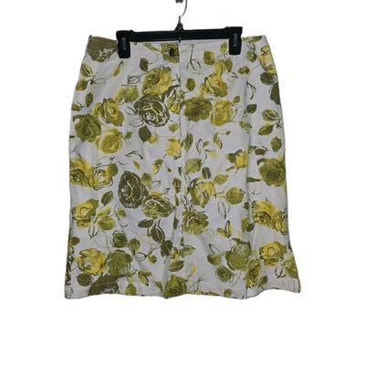 Susan Bristol 花卉多色裙子 14 码纹理纽扣拉链派对休闲 — 第 1/4 张图片