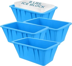 (Paquete de 4) Forma de bloque de hielo hace 32 libras Cubo 10" 8 Lb. Pack Azul), - Imagen 1 de 7