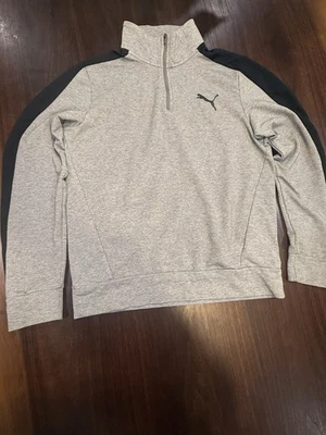 Puma Hombre Pullover Grande Gris/Negro Malla 1/4 Cuarto Cremallera Sudadera Ropa Activa Foto 1 de 4