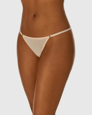 Tanga de malla On Gossamer para mujer, champán, talla M/L 0443 Foto 1 de 2