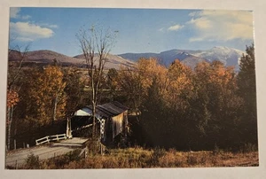 Cartolina d'epoca vecchio ponte coperto contea di Lamoille Mt. Mansfield Vermont VT XL6 - Foto 1 di 2