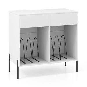 Soporte para tocadiscos con tomas de corriente Soporte para tocadiscos doble ancho Disco de vinilo  - Imagen 1 de 10