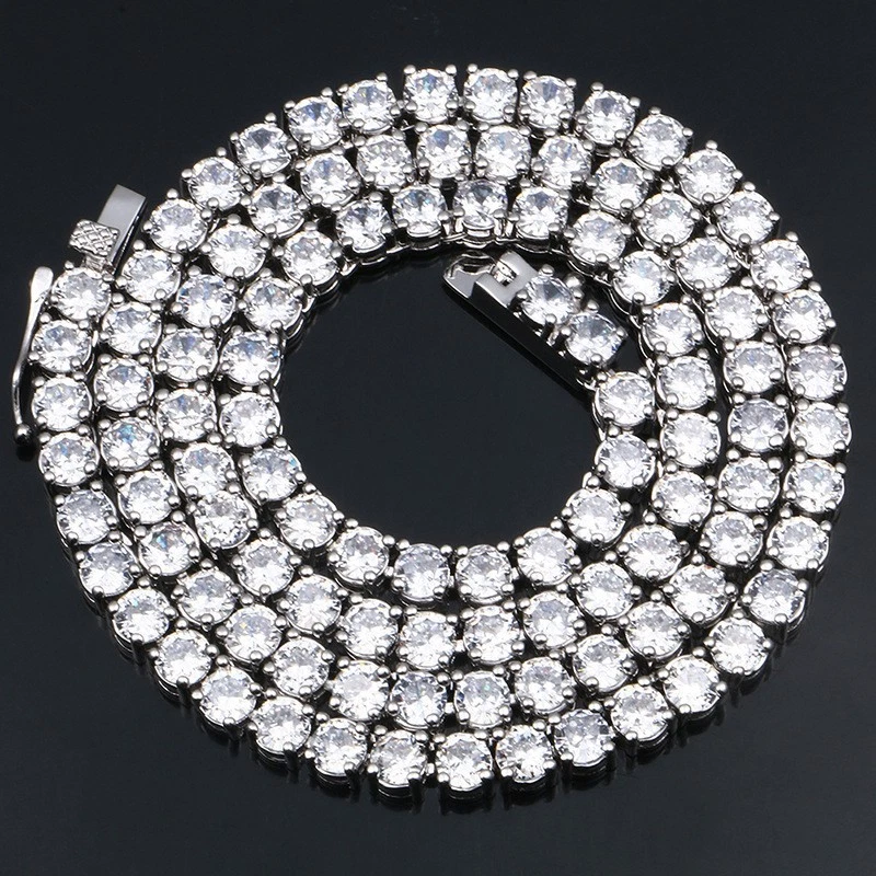 Necklace Tennis Chain 3-5mm Tennis Chain Copper Zircon Single Row Diamond Chain - Изображение 1 из 1