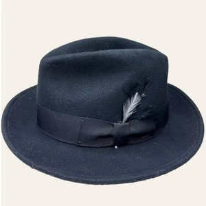 Bailey of Hollywood Black Blixen Lite Felt Fedora Feather - Picture 1 of 6