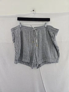 Ellen Tracy Linen/viscose Elastic Waist  Cuffed Striped Shorts Ladies Size Large - Picture 1 of 9