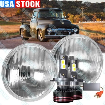 For Chevy El Camino 1971-1975 7" Inch Round LED Headlights Hi/Lo Beam White DRL - Image 1 of 4