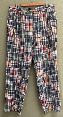 Pantalones coloridos Jos A Bank para hombre 36x29,5 retazos madras a cuadros 100 % algodón preppy Foto 1 de 4